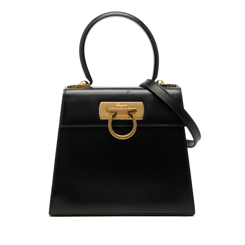 Pre-Loved Ferragamo Small Leather Gancini Iconic Top Handle Bag